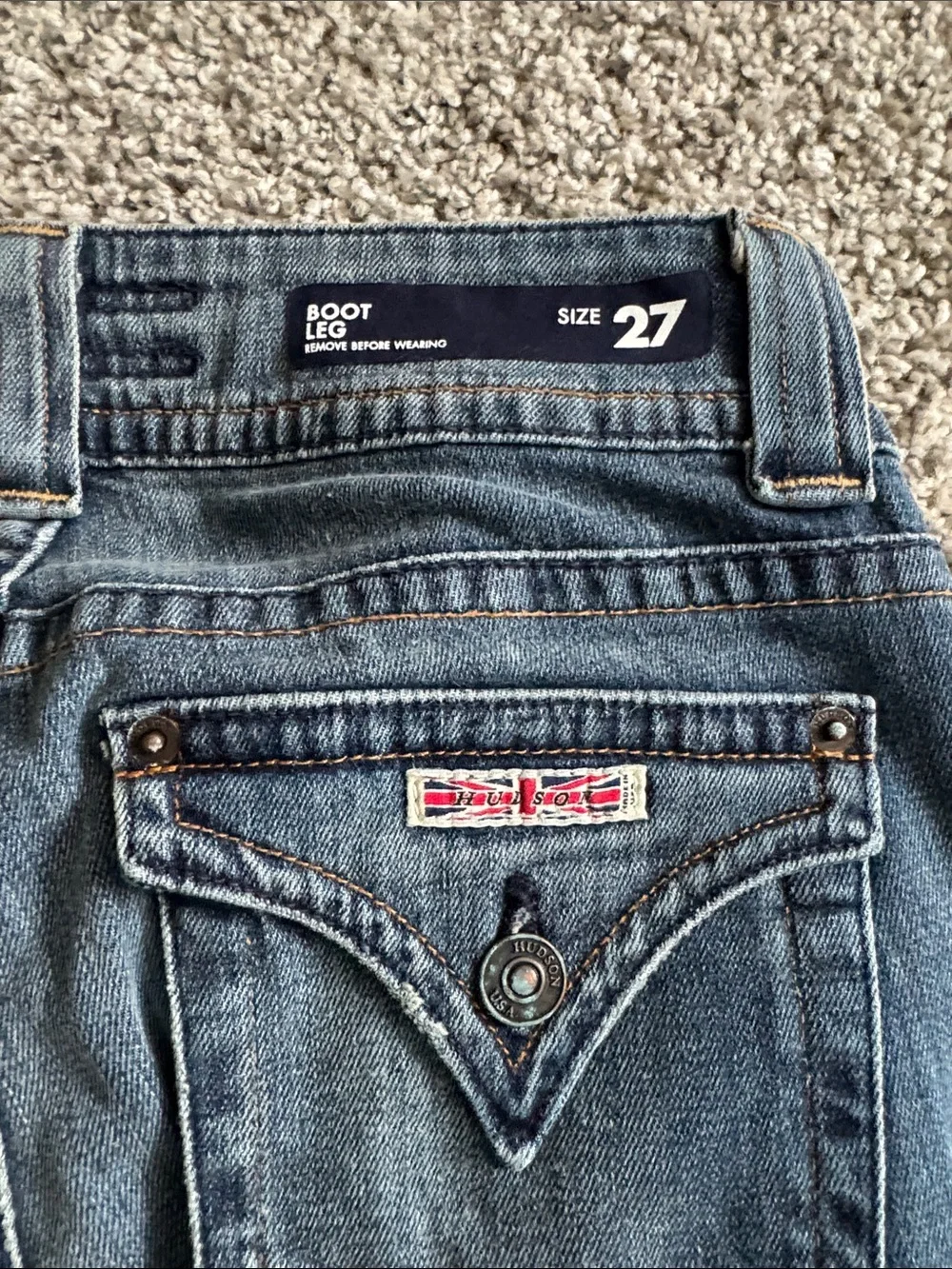 NWT Hudson Signature Bootcut Jeans Flap Pocket Medium Wash Size 27 - Picture 9 of 9